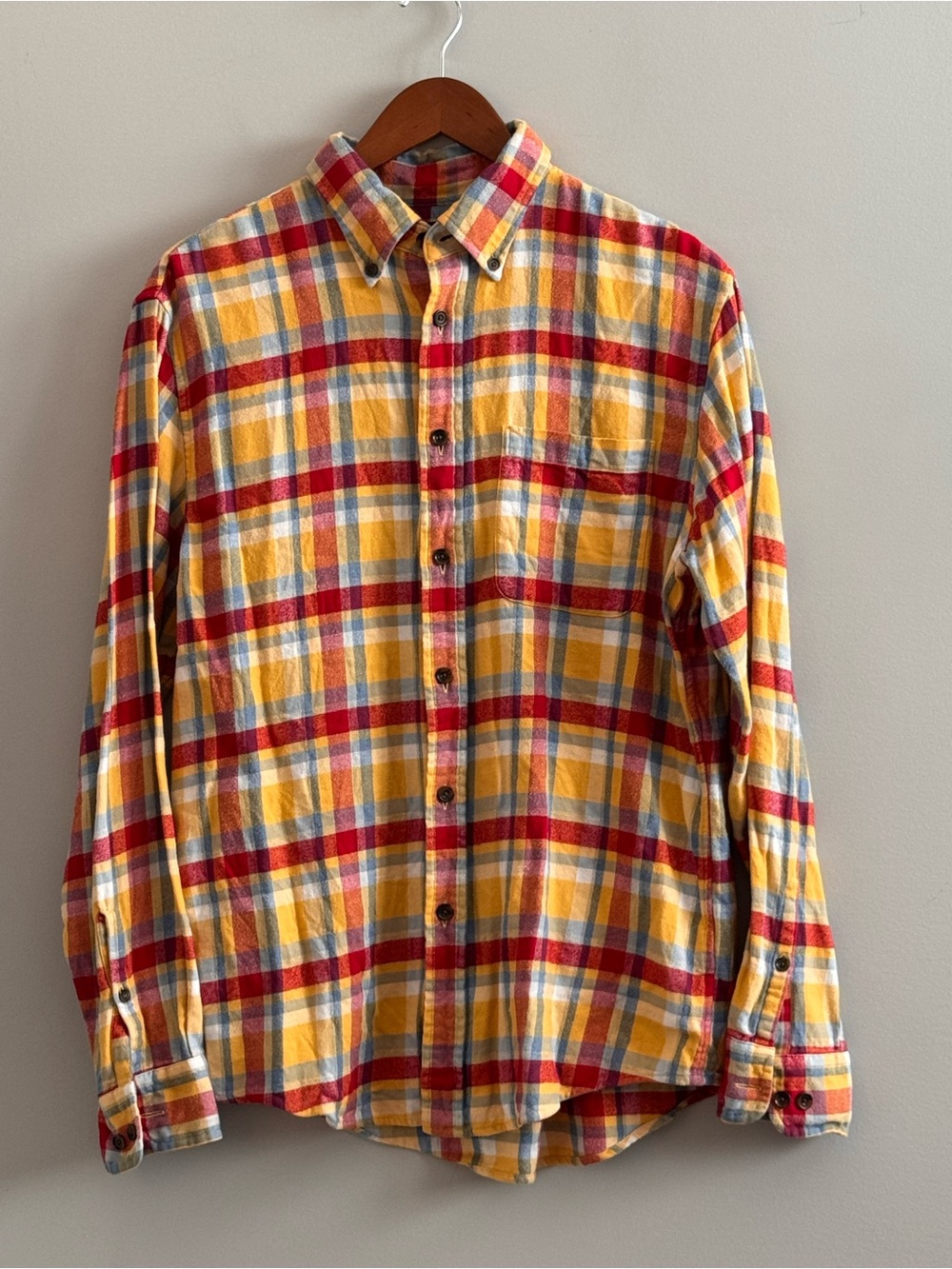 Lands’ End Men’s M Traditional Fit Plaid Flannel Button Down Shirt 100% Cotton
